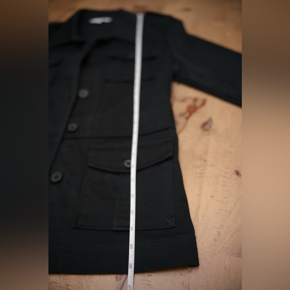 black chore coat / safari coat Alfred Sung army cargo jacket - Picture 7 of 10